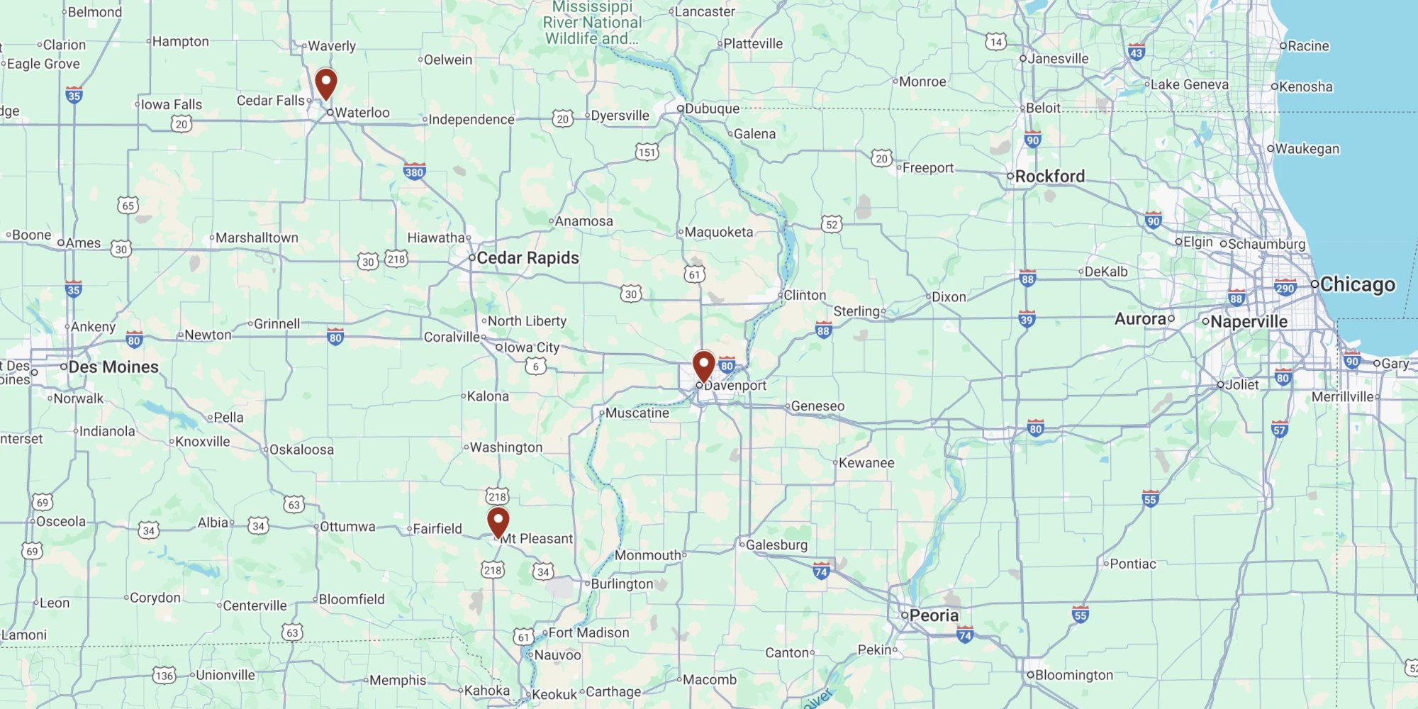 map of midwest region showcasing service area