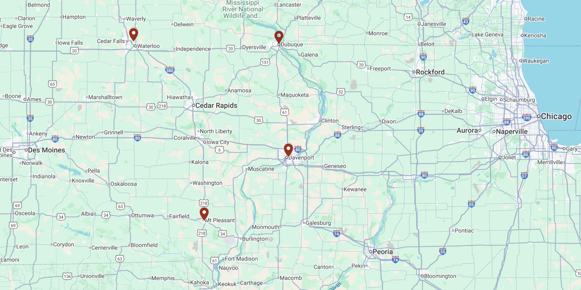 map of midwest region showcasing service area
